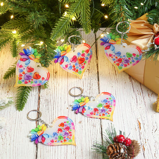 Christmas Decoration Custom Name Heart Keychain
