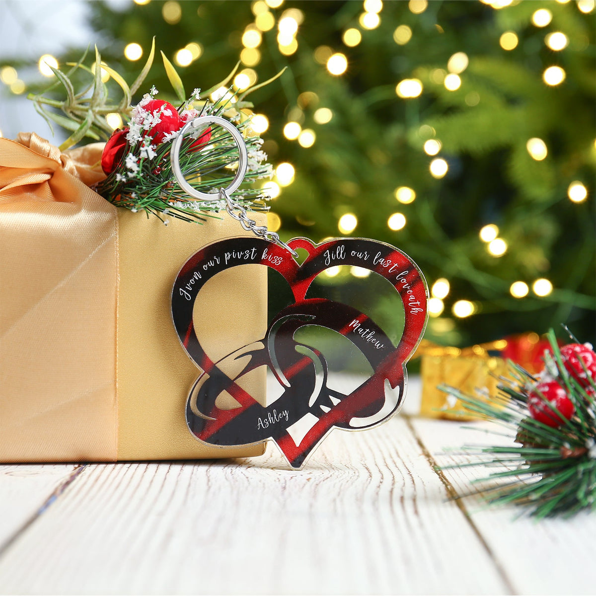Christmas Decoration Custom Acrylic Heart Keychain