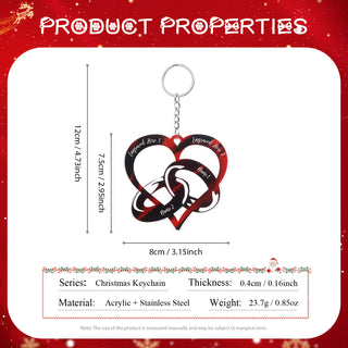 Christmas Decoration Custom Acrylic Heart Keychain
