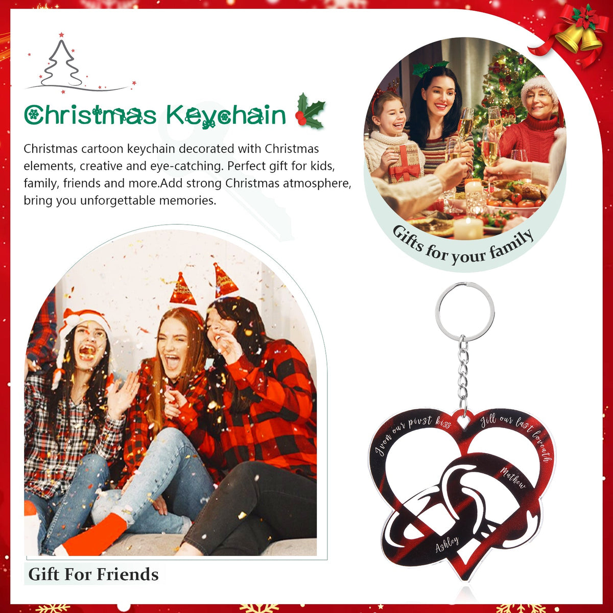 Christmas Decoration Custom Acrylic Heart Keychain
