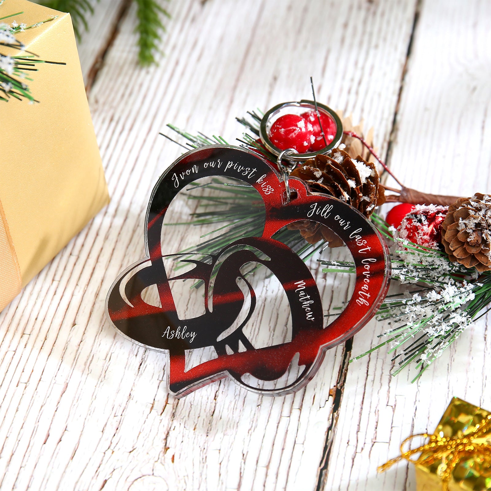 Christmas Decoration Custom Acrylic Heart Keychain