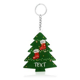 Christmas Tree Personalized Christmas Keychain With Engraved 2-6 Names