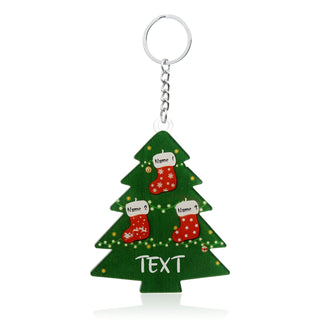 Christmas Tree Personalized Christmas Keychain With Engraved 2-6 Names