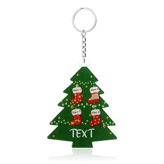 Christmas Tree Personalized Christmas Keychain With Engraved 2-6 Names
