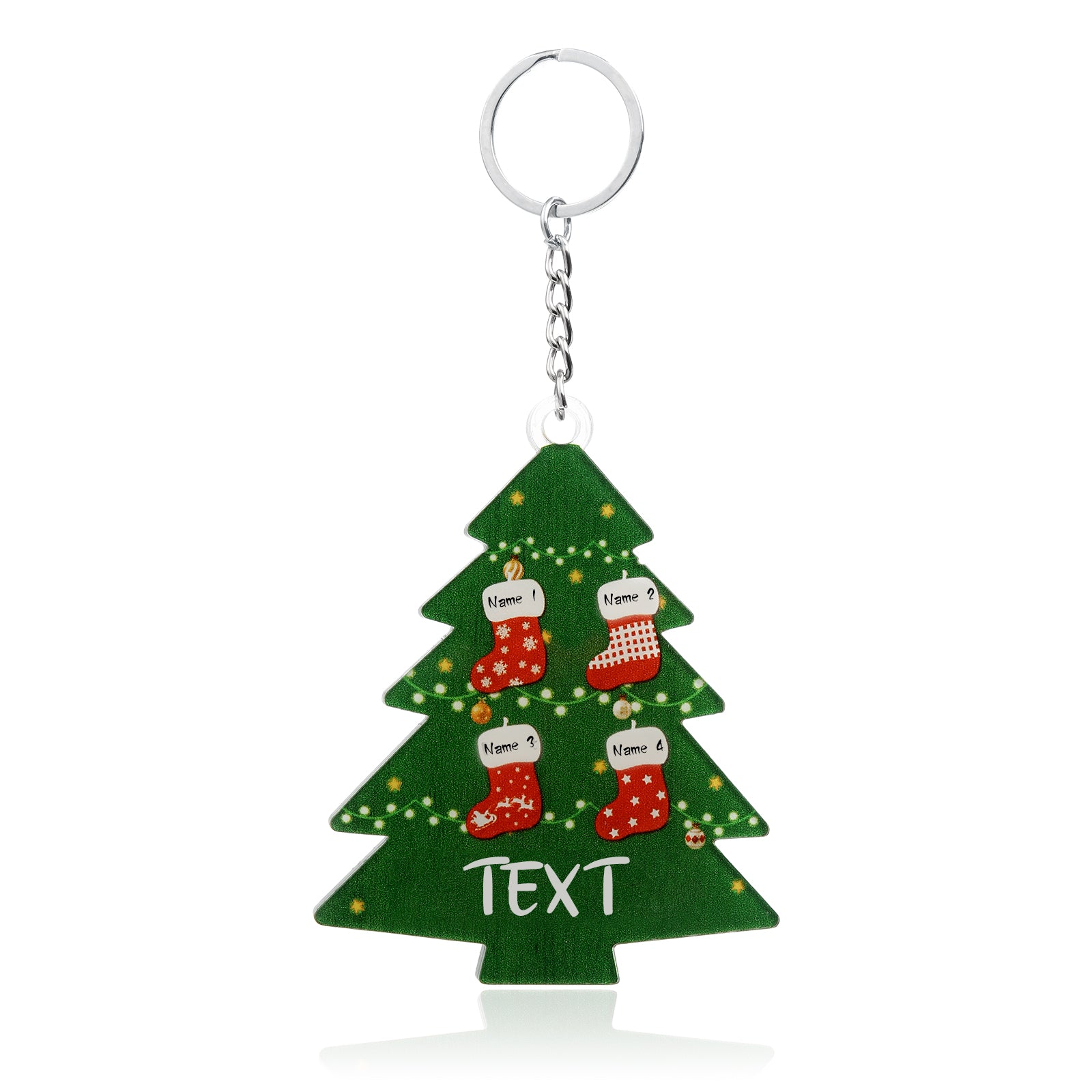 Christmas Tree Personalized Christmas Keychain With Engraved 2-6 Names