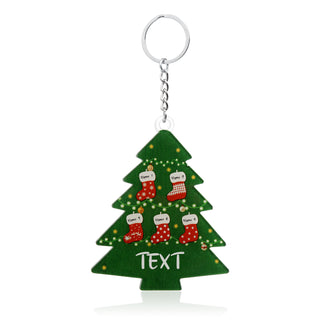 Christmas Tree Personalized Christmas Keychain With Engraved 2-6 Names