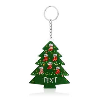 Christmas Tree Personalized Christmas Keychain With Engraved 2-6 Names