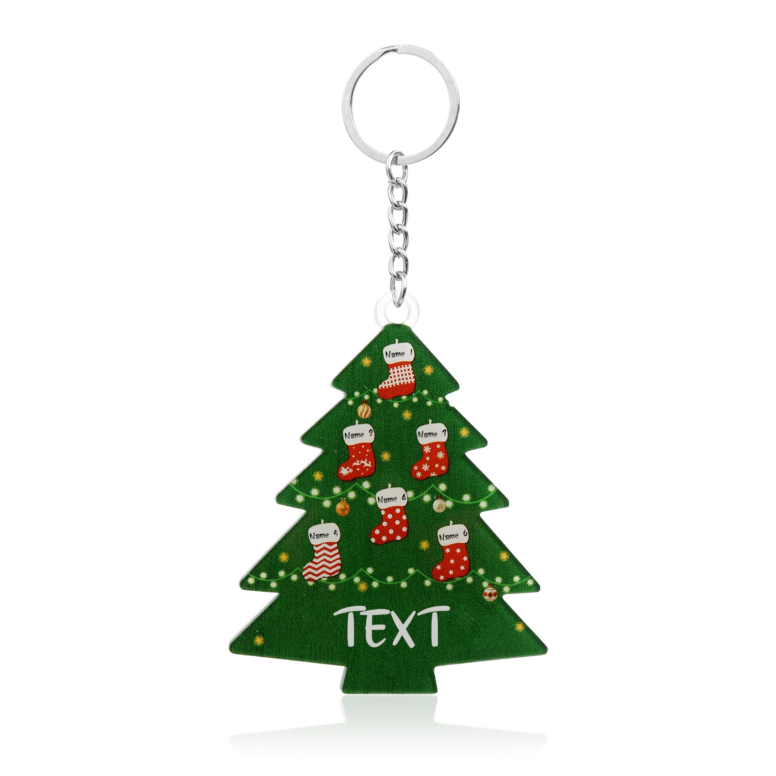 Christmas Tree Personalized Christmas Keychain With Engraved 2-6 Names