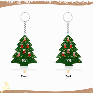 Christmas Tree Personalized Christmas Keychain With Engraved 2-6 Names