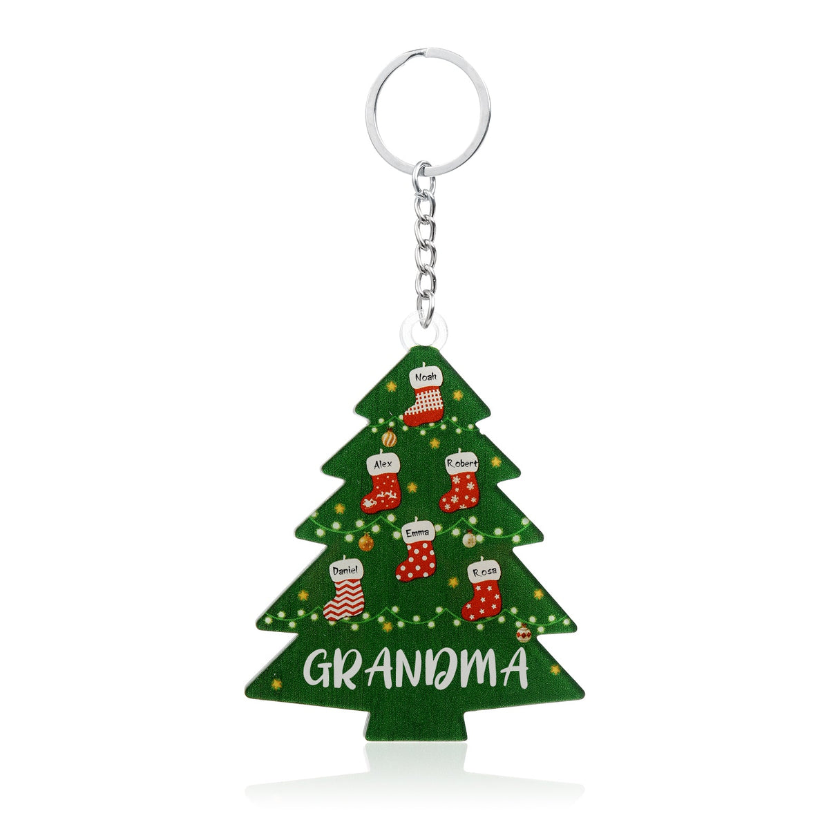 Christmas Tree Personalized Christmas Keychain With Engraved 2-6 Names