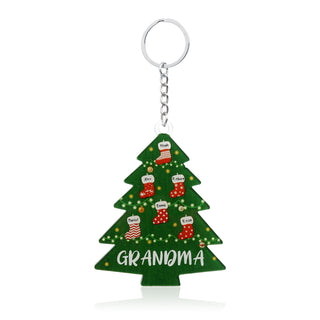 Christmas Tree Personalized Christmas Keychain With Engraved 2-6 Names