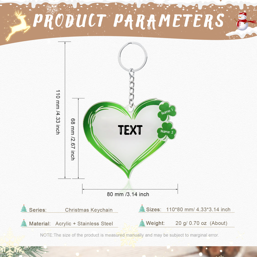 Christmas Decoration Custom Acrylic Name Heart Keychain