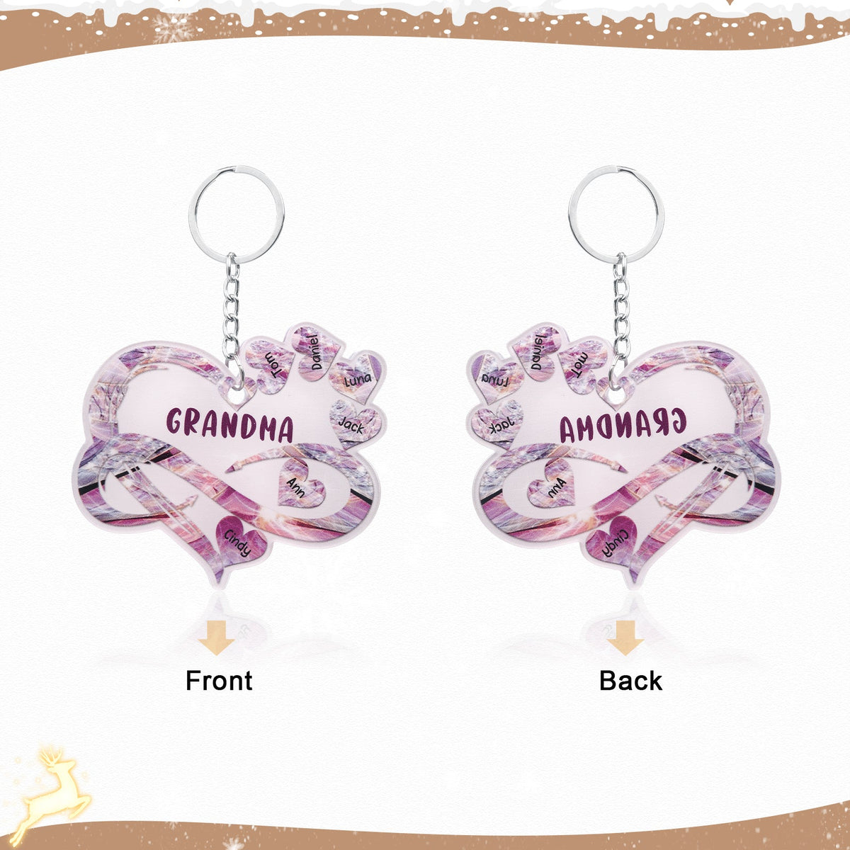 Christmas Decoration Custom Acrylic Name Heart Keychain