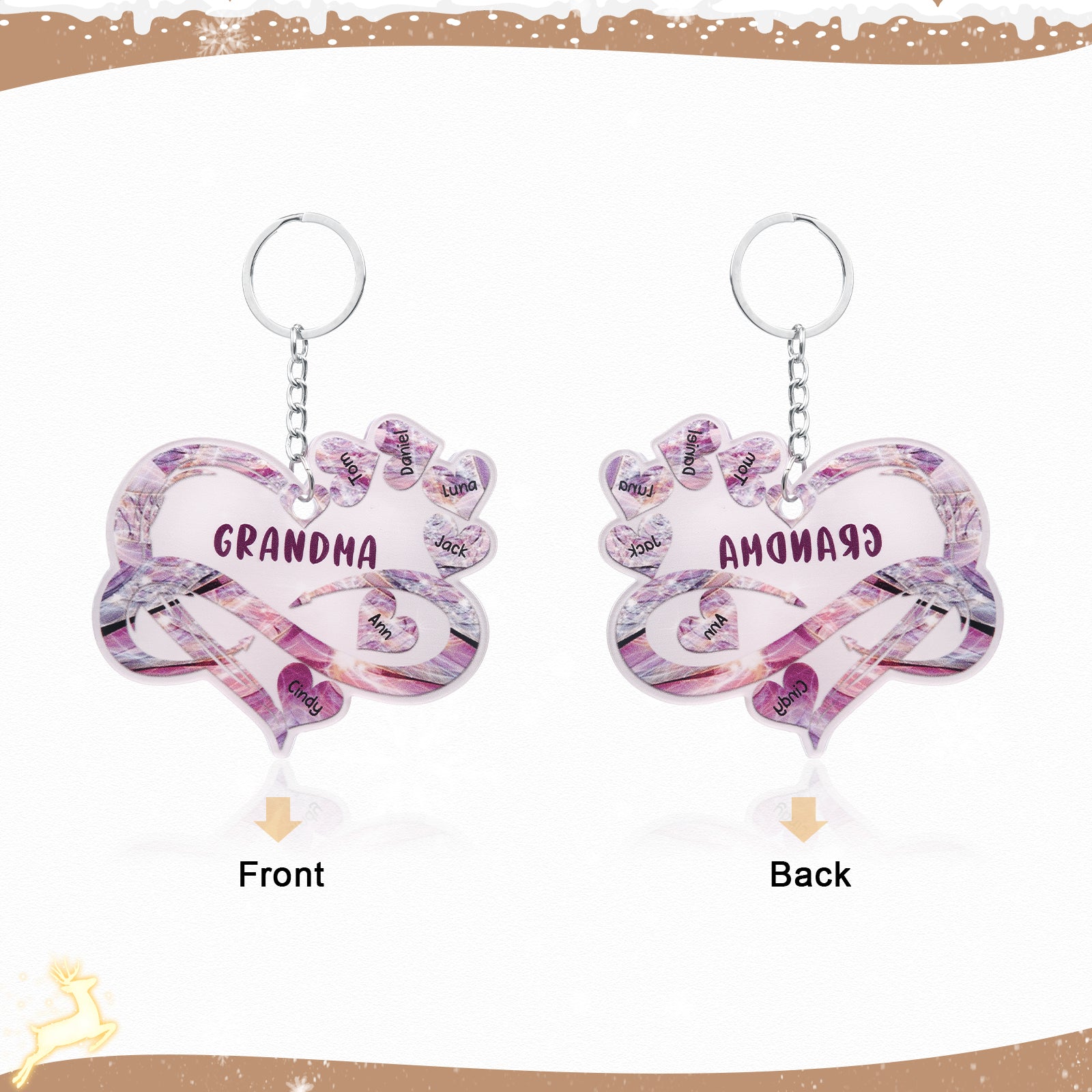 Christmas Decoration Custom Acrylic Name Heart Keychain