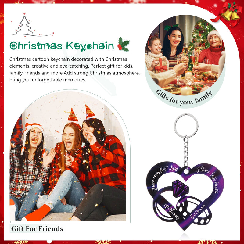 Christmas Decoration Custom Acrylic Name Heart Keychain