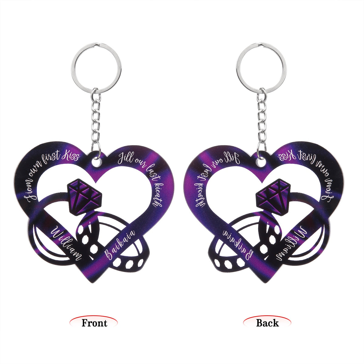 Christmas Decoration Custom Acrylic Name Heart Keychain