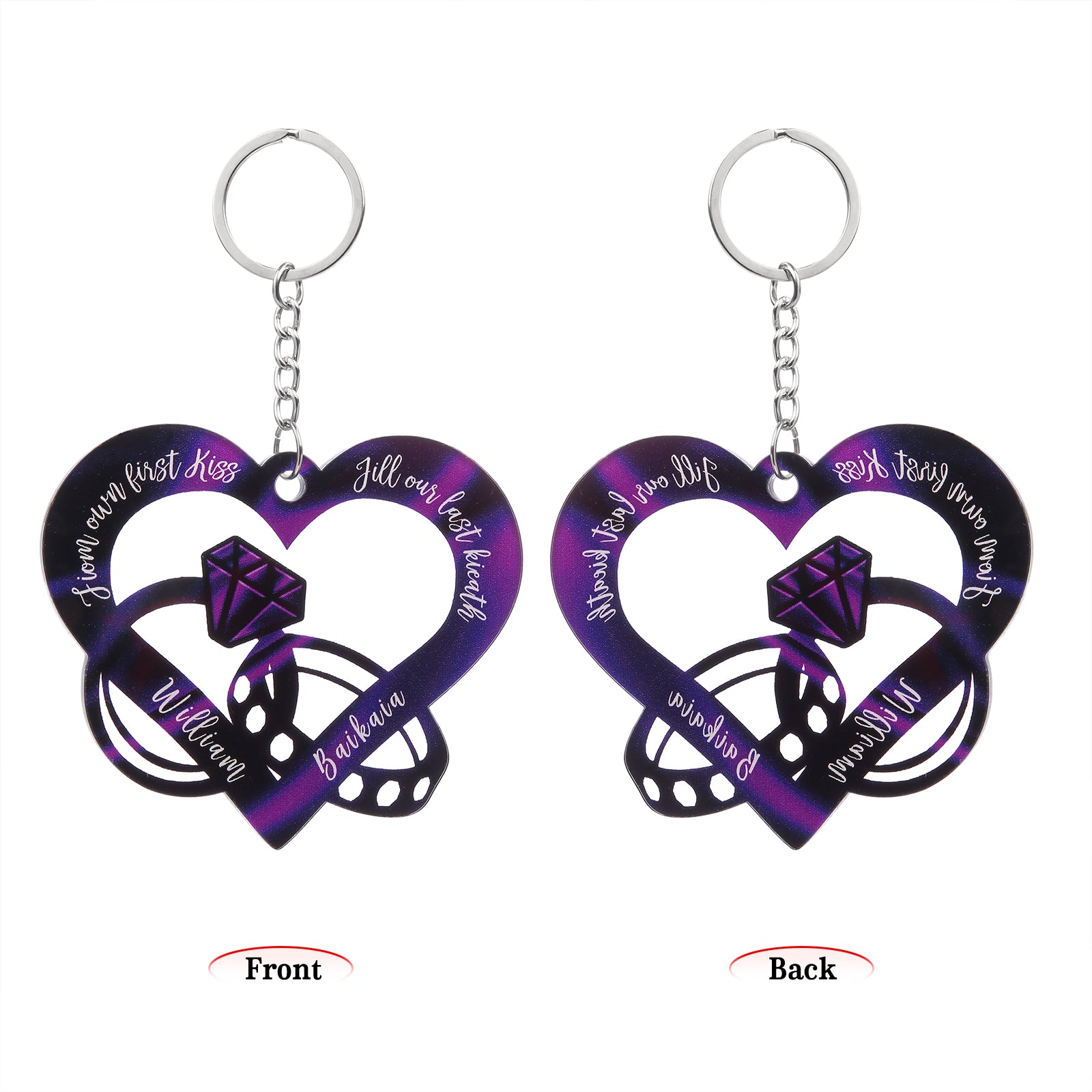 Christmas Decoration Custom Acrylic Name Heart Keychain