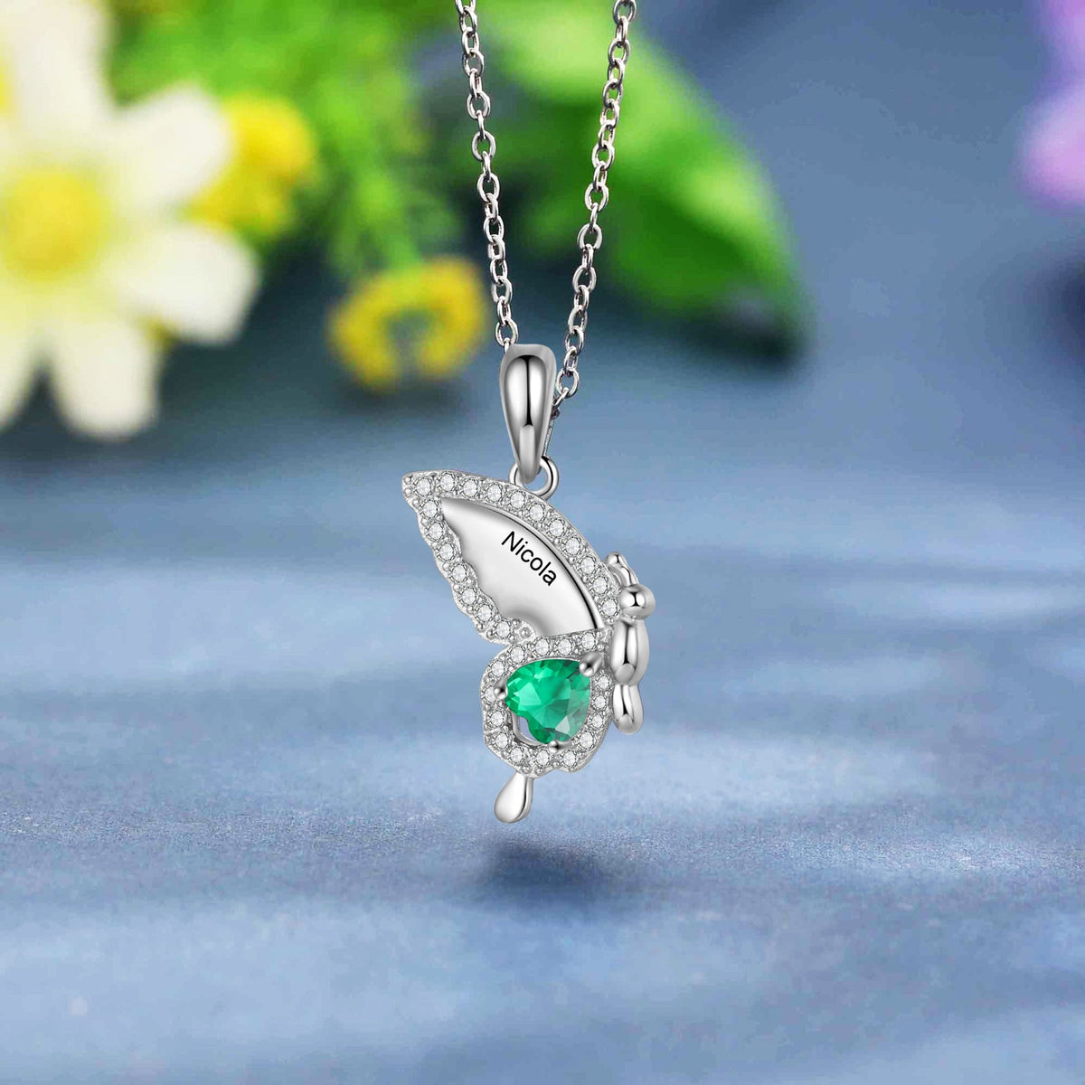 Custom Birthstone Butterfly Necklace