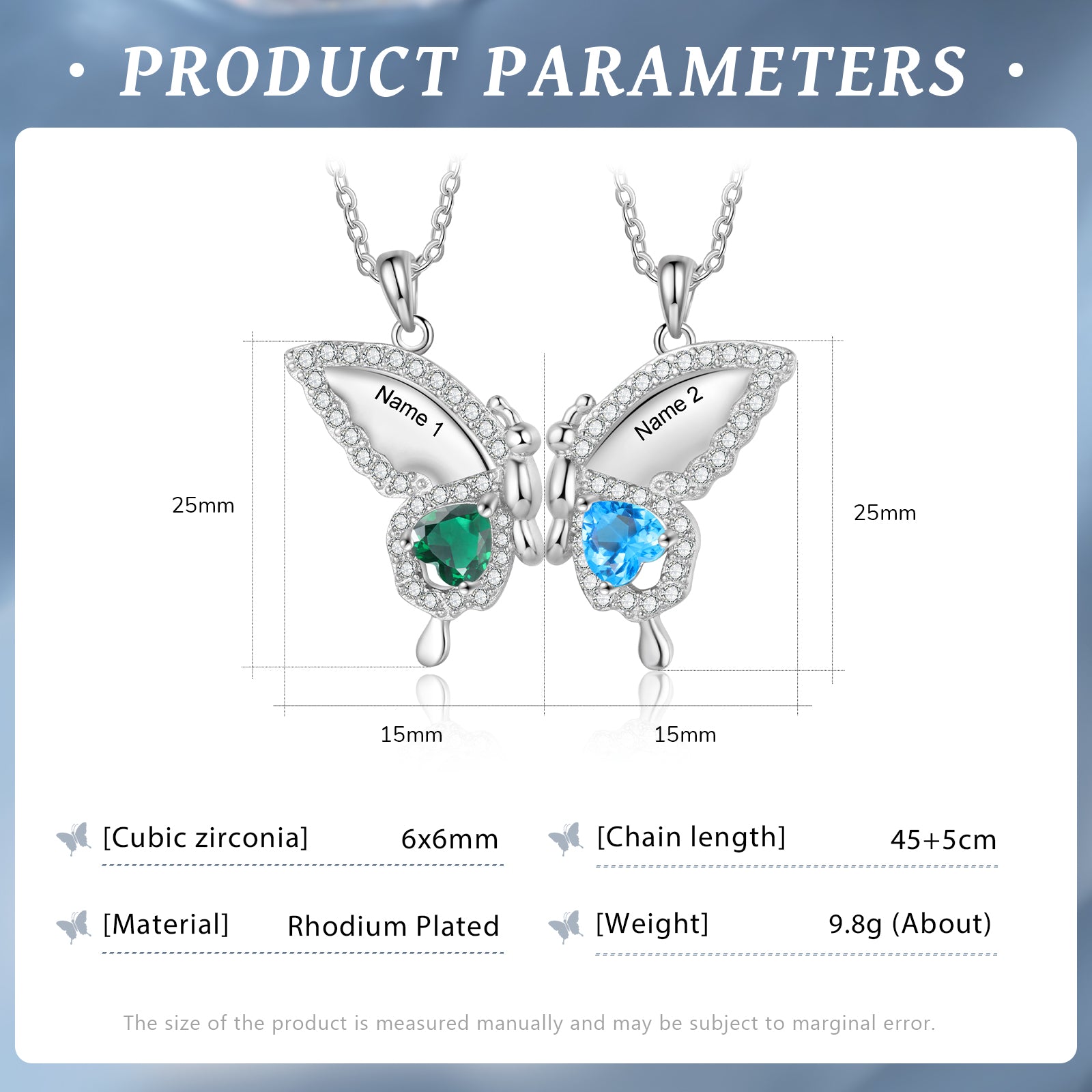 Custom Birthstone Butterfly Necklace