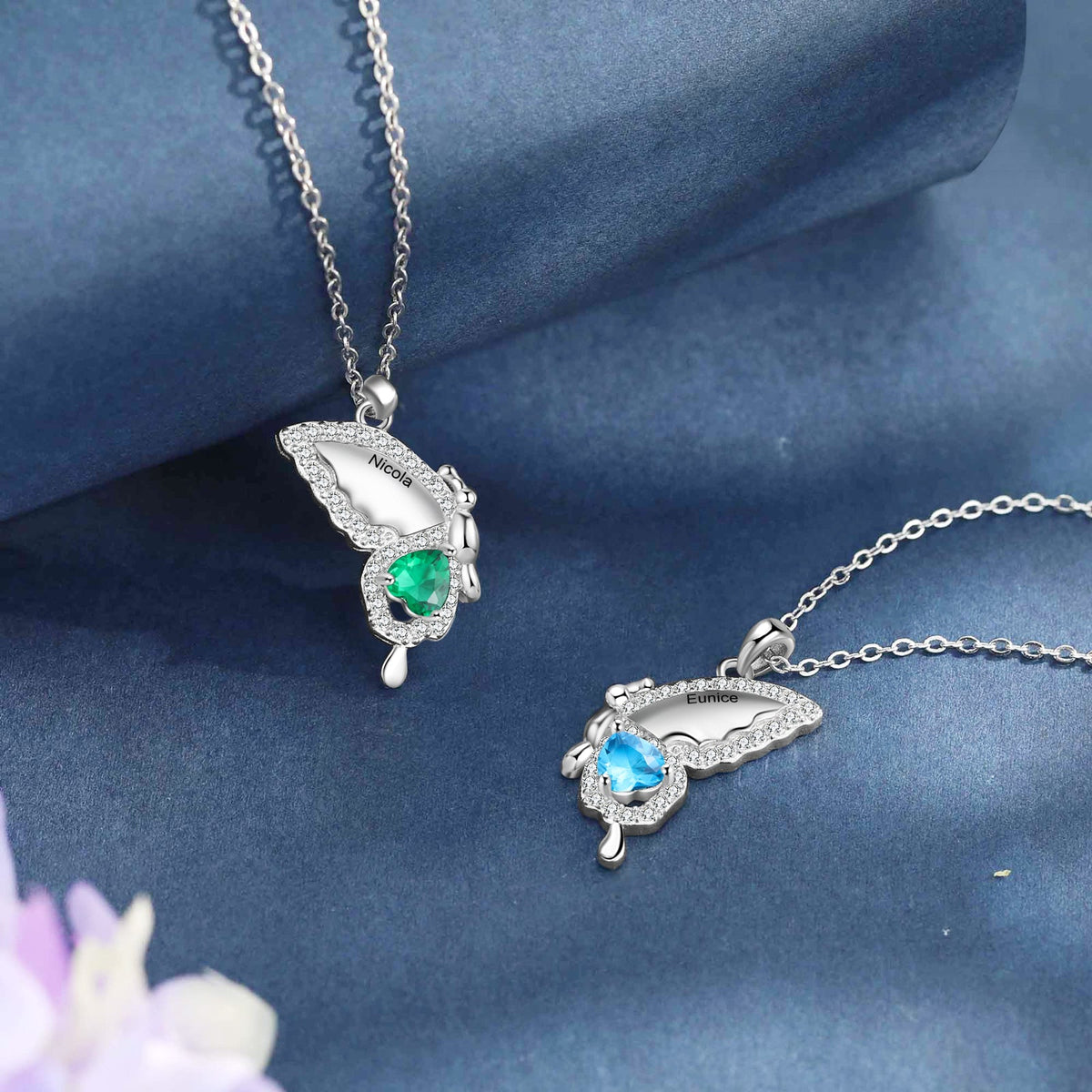 Custom Birthstone Butterfly Necklace