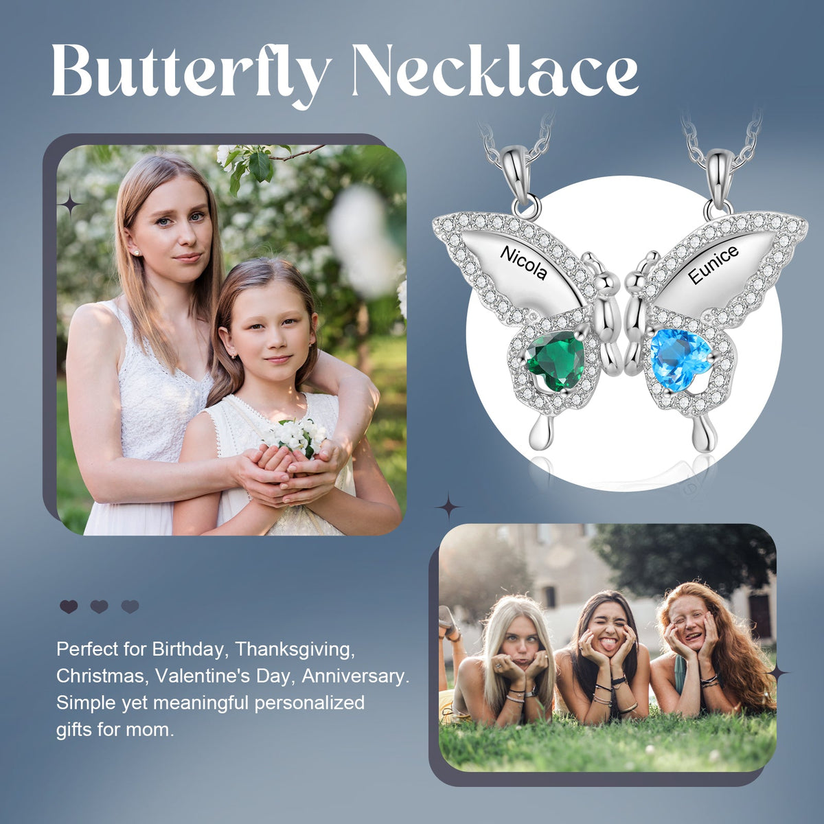 Custom Birthstone Butterfly Necklace
