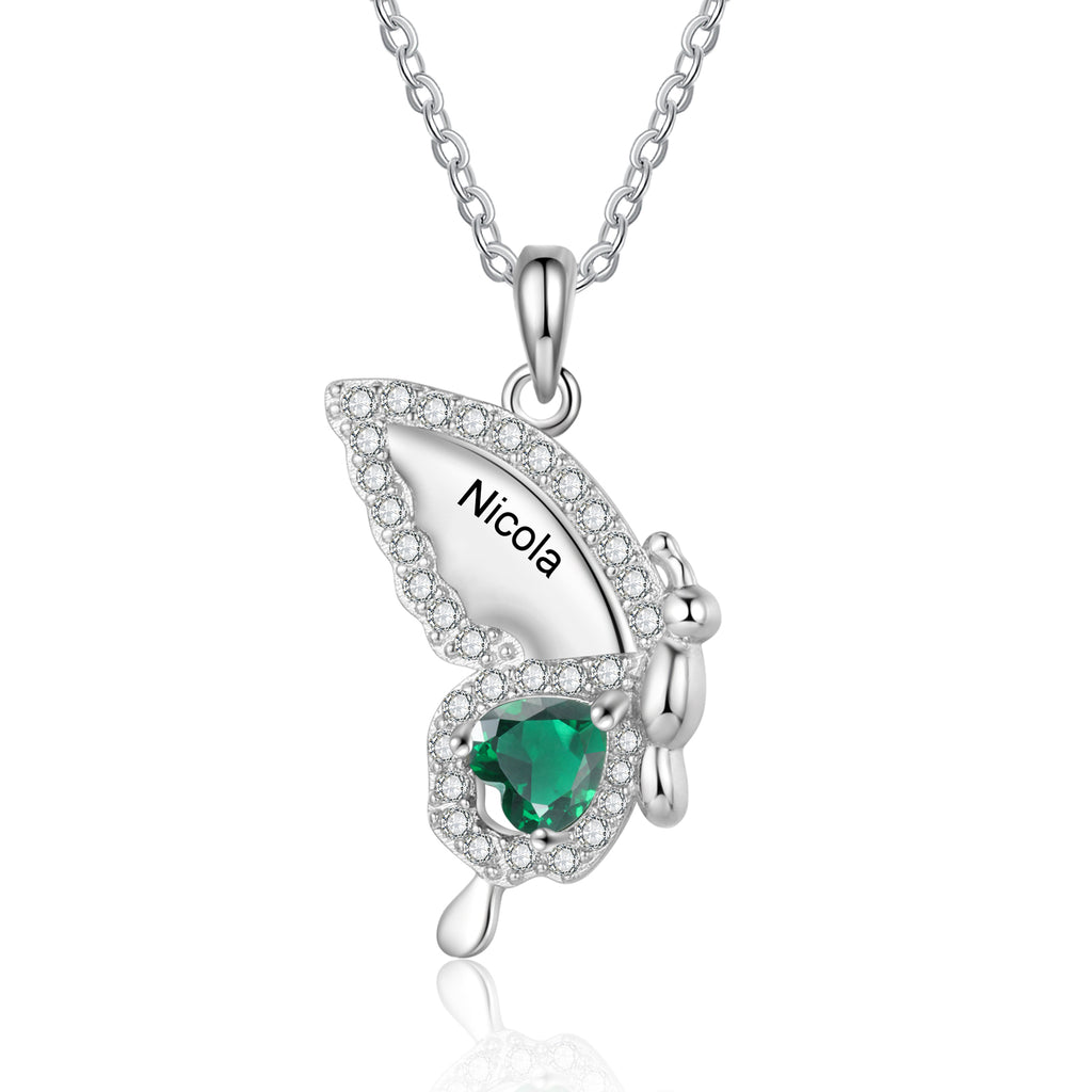 Custom Birthstone Butterfly Necklace