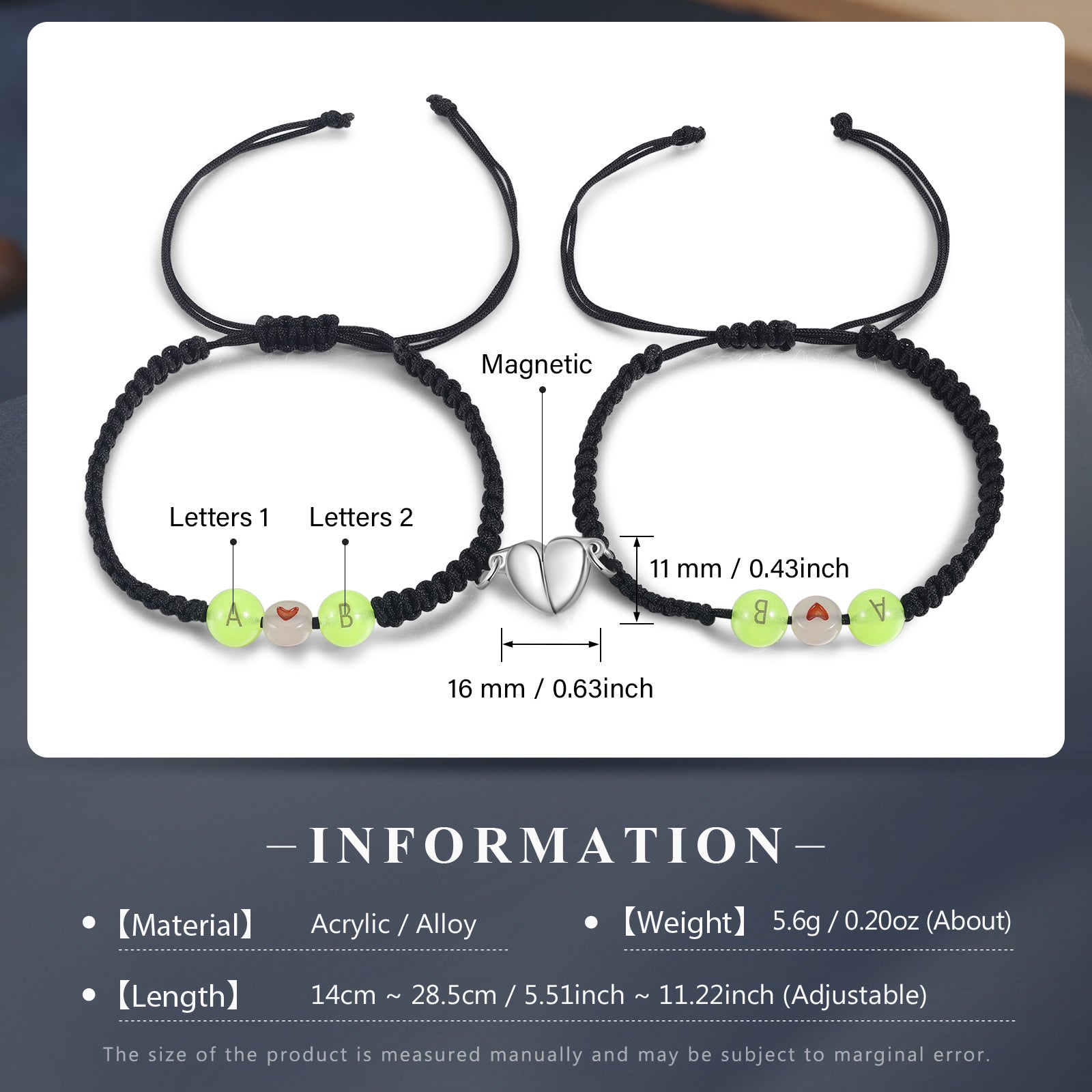 Custom Letter Heart Shaped Bracelet