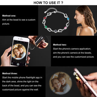 Custom Photo Birthstone Heart Bracelet