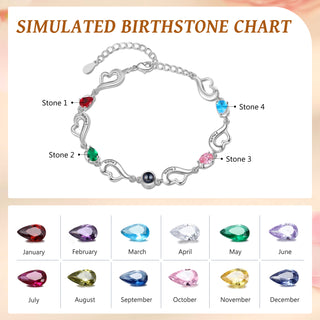 Custom Photo Birthstone Heart Bracelet
