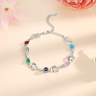 Custom Photo Birthstone Heart Bracelet