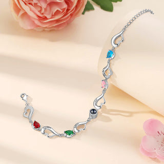 Custom Photo Birthstone Heart Bracelet