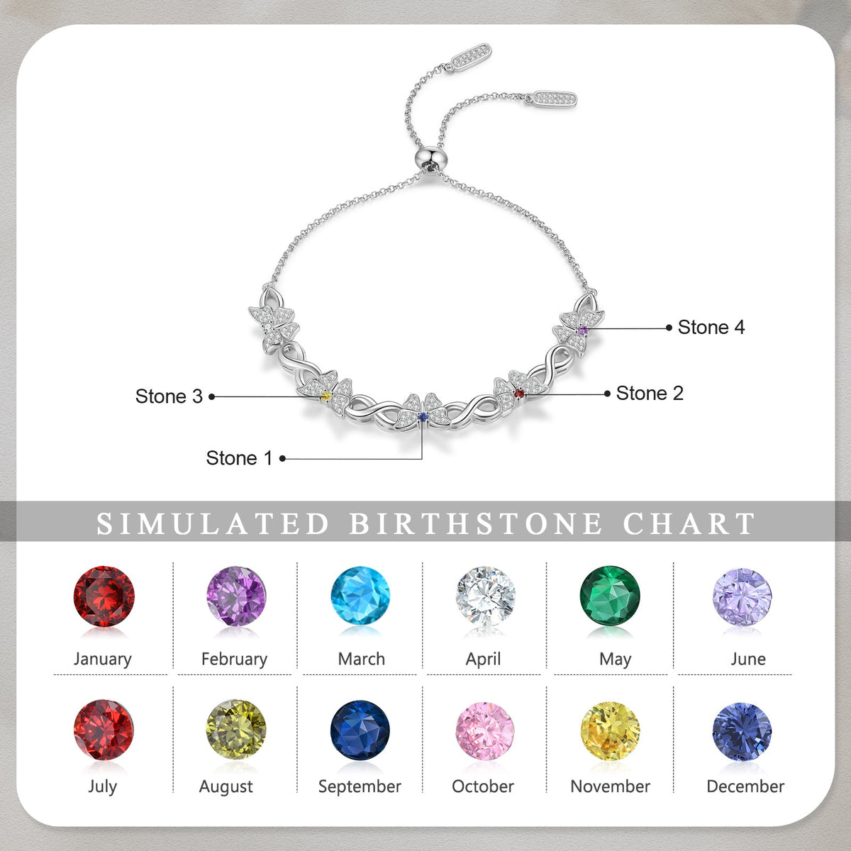 Custom Birthstone Butterfly Bracelet