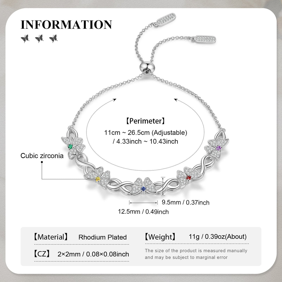 Custom Birthstone Butterfly Bracelet