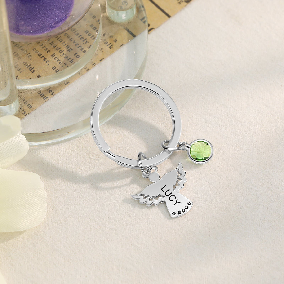 Custom Name Angel Keychain