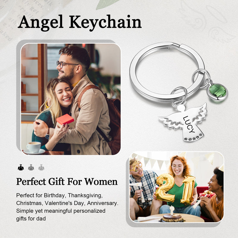 Custom Name Angel Keychain