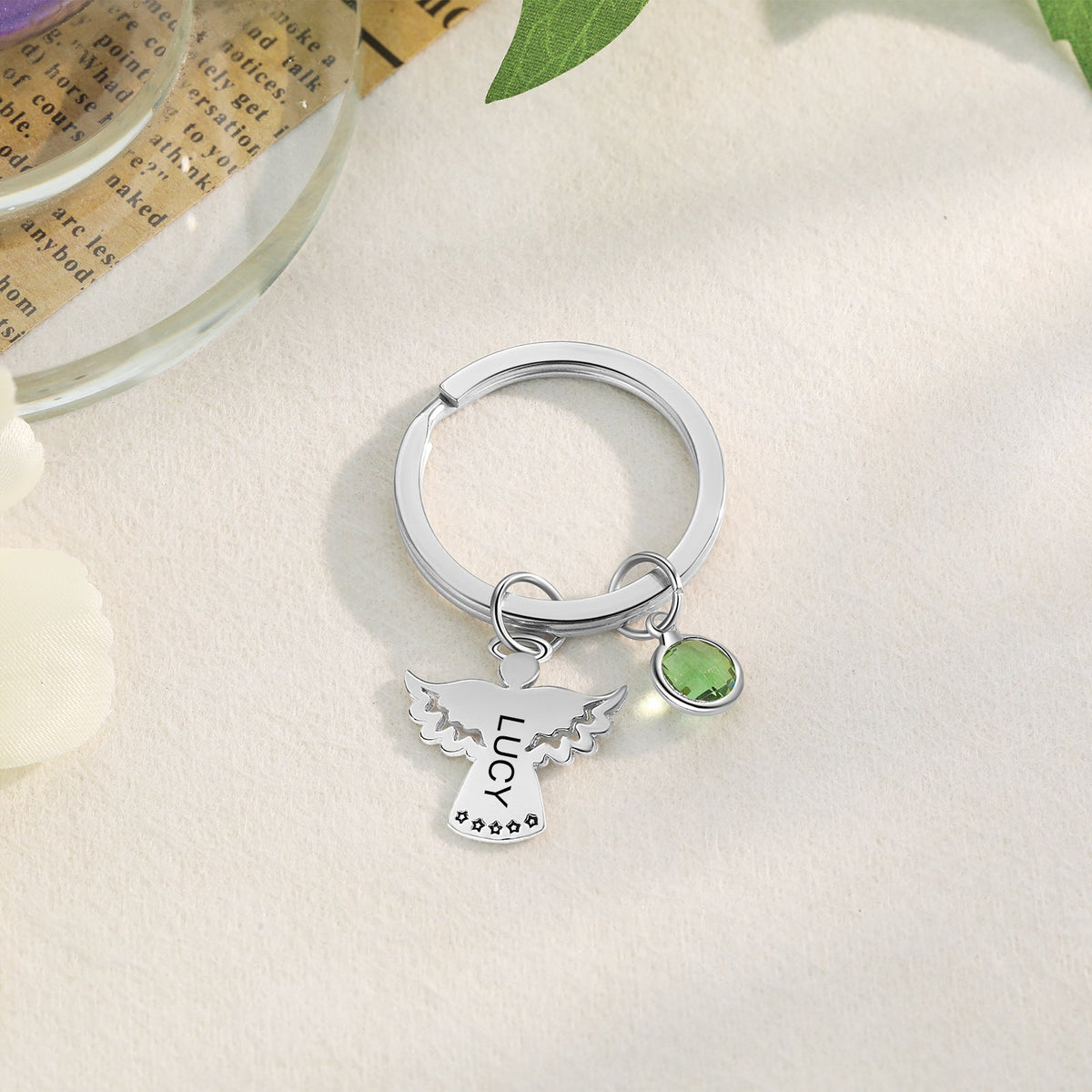 Custom Name Angel Keychain