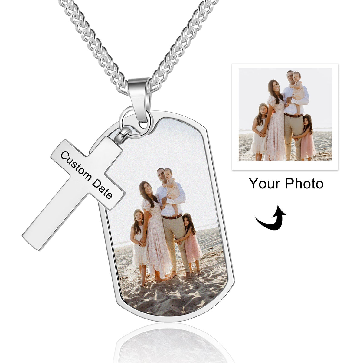 Custom Photo Cross Necklace