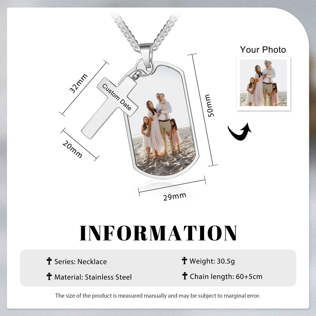 Custom Photo Cross Necklace