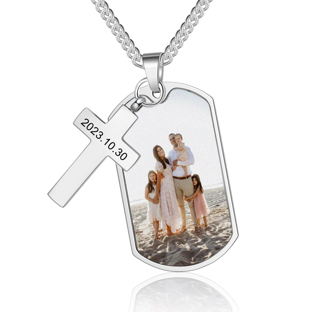 Custom Photo Cross Necklace