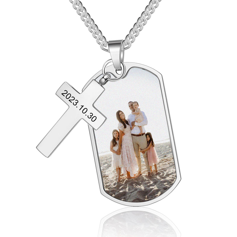 Custom Photo Cross Necklace