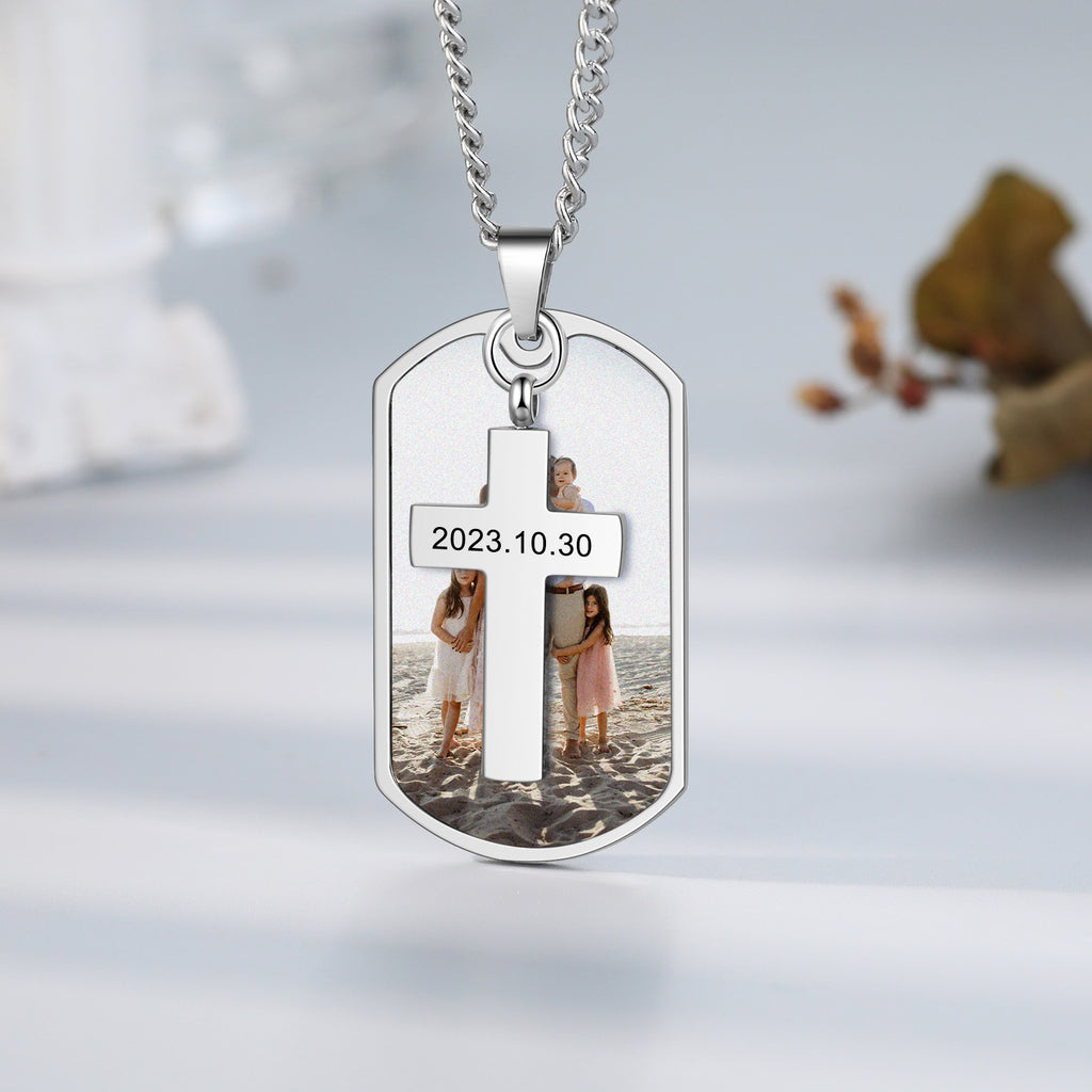 Custom Photo Cross Necklace