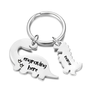 Custom Stainless Steel Name Dinosaur Keychain