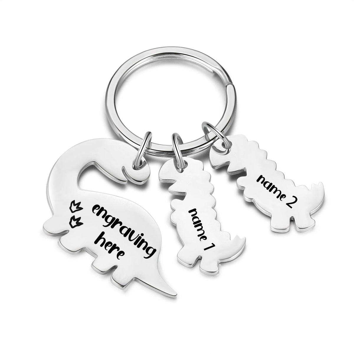 Custom Stainless Steel Name Dinosaur Keychain