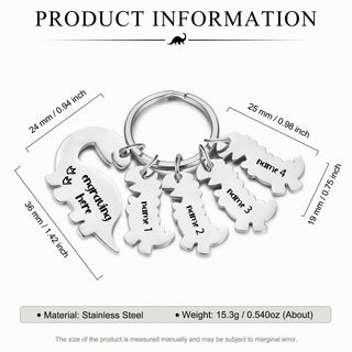 Custom Stainless Steel Name Dinosaur Keychain