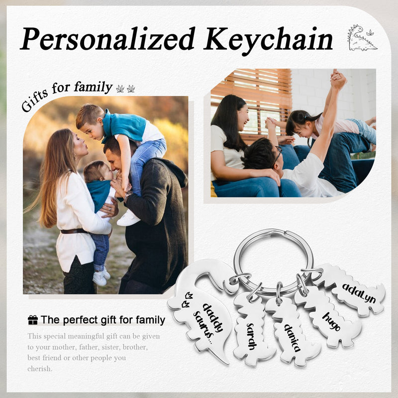 Custom Stainless Steel Name Dinosaur Keychain