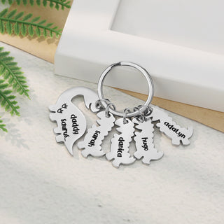 Custom Stainless Steel Name Dinosaur Keychain