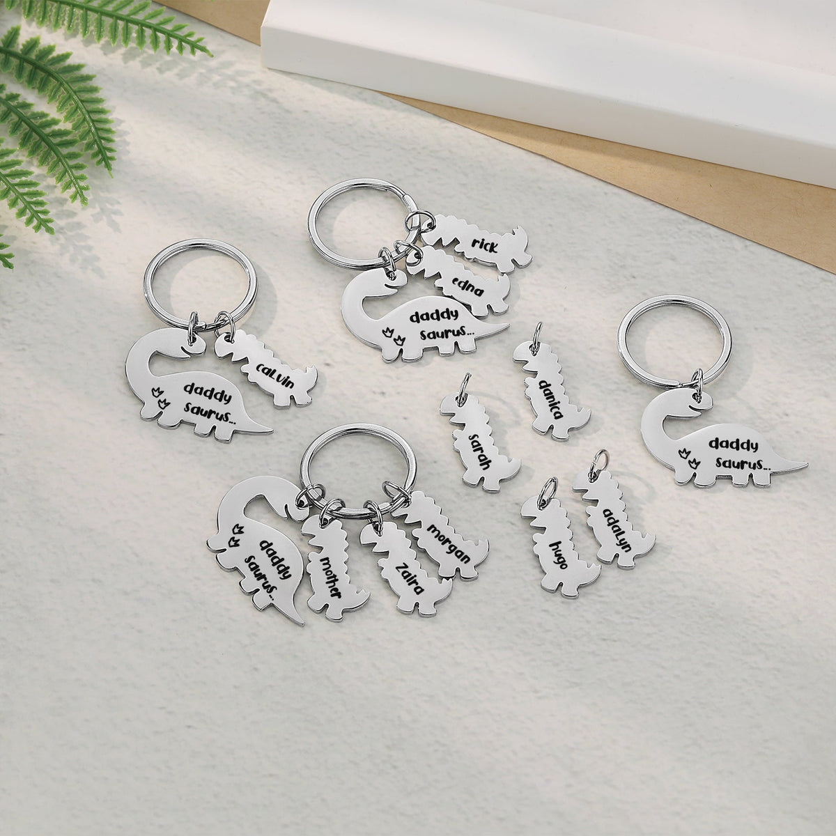 Custom Stainless Steel Name Dinosaur Keychain