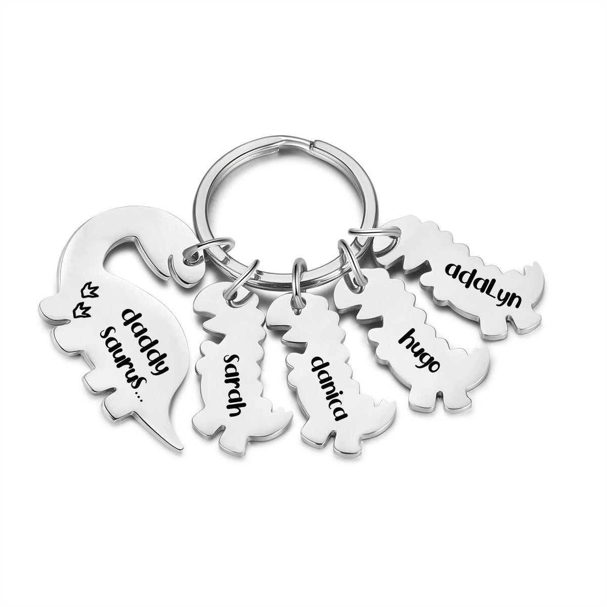 Custom Stainless Steel Name Dinosaur Keychain