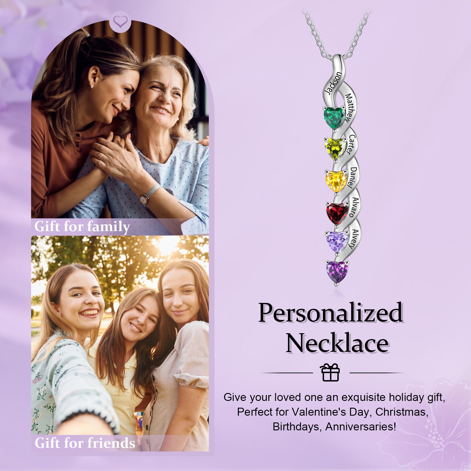 Custom Name Birthstone Necklace