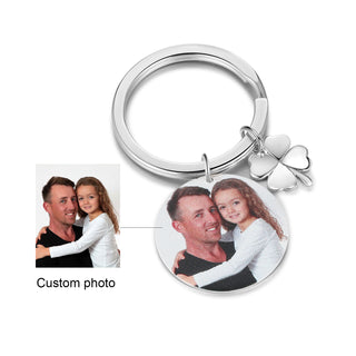 Custom Heart Four Leaf Clover Keychain